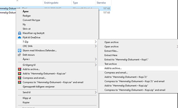 Photo of the instruction. Vhoose 7-Zip and then "add to archive"