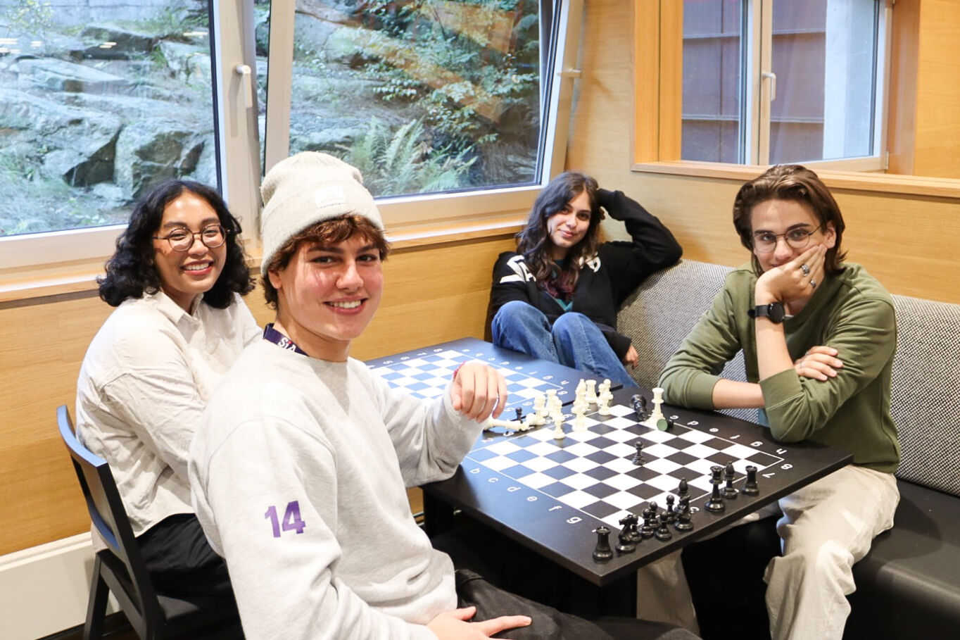 International students hanging in the student cafeteria