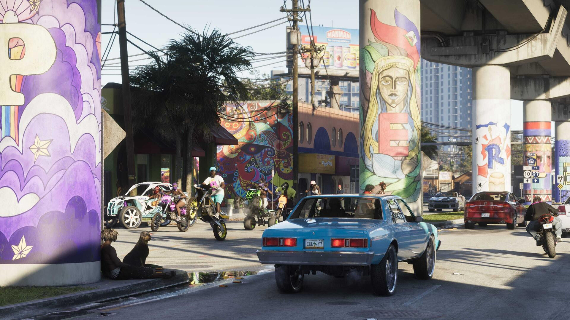 Image shows cars driving in the game GTA 6.