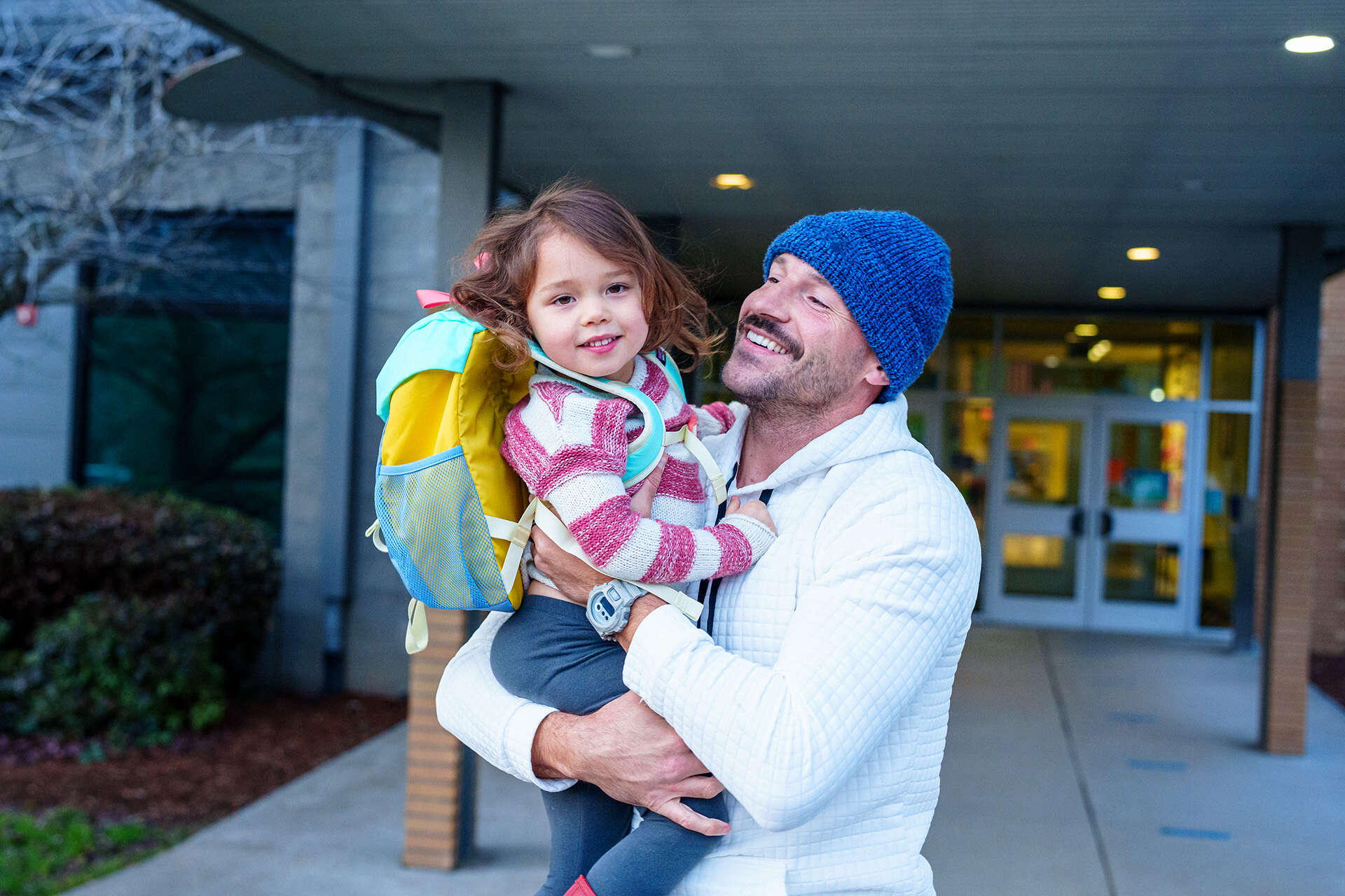 father and daughter at school