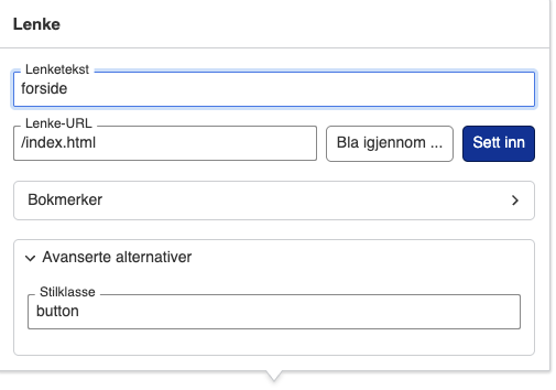 skjermbilde av dialogboks for lenker i vortex