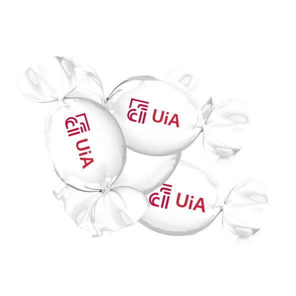 Drops i hvit embalasje med rød UiA logo