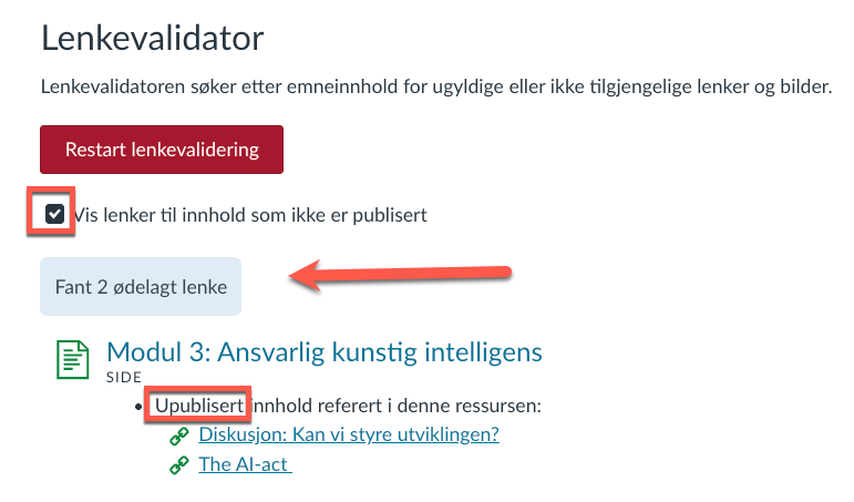 Liste over brutte lenker