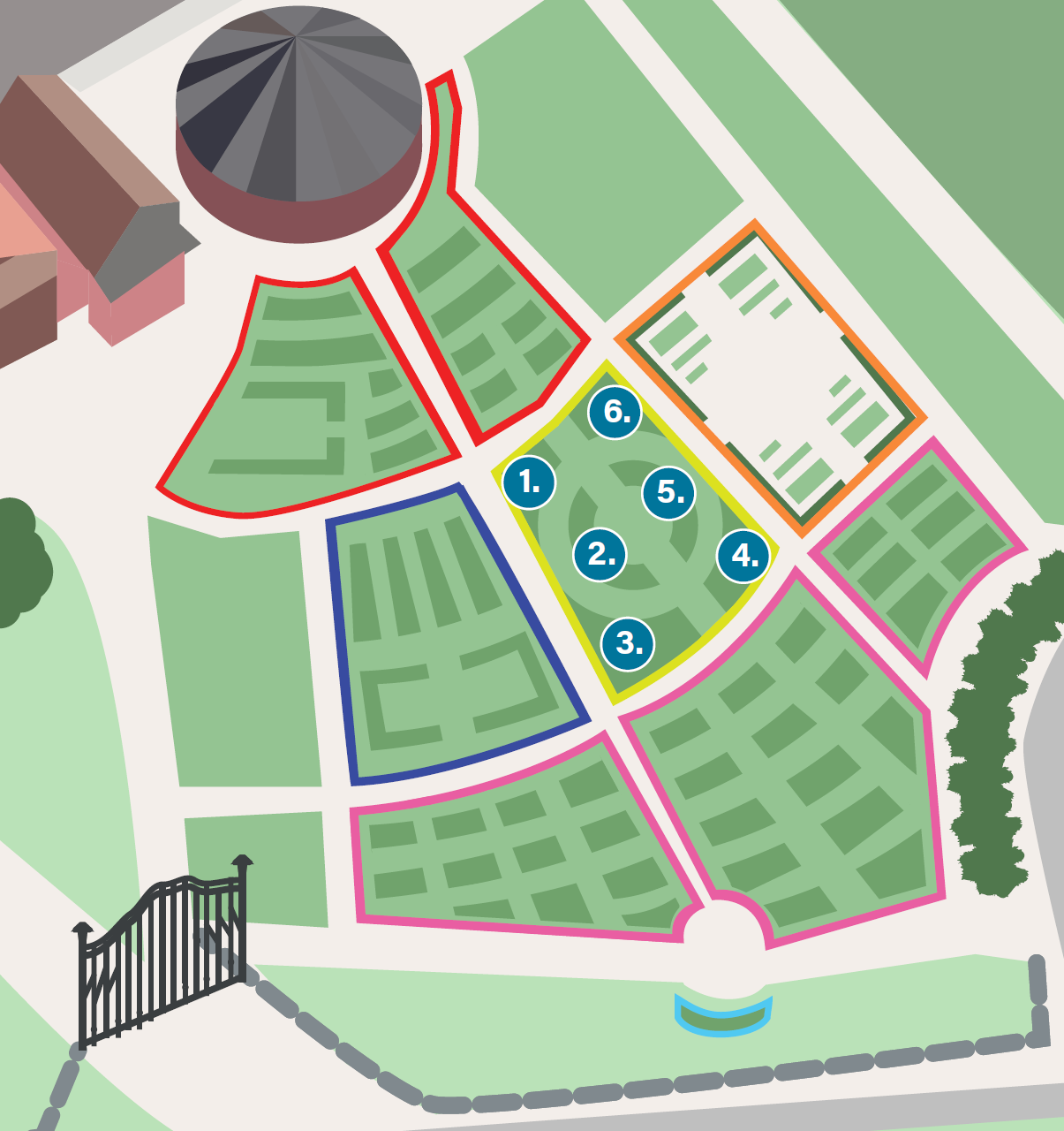 kart over områdene i tusenårshagen