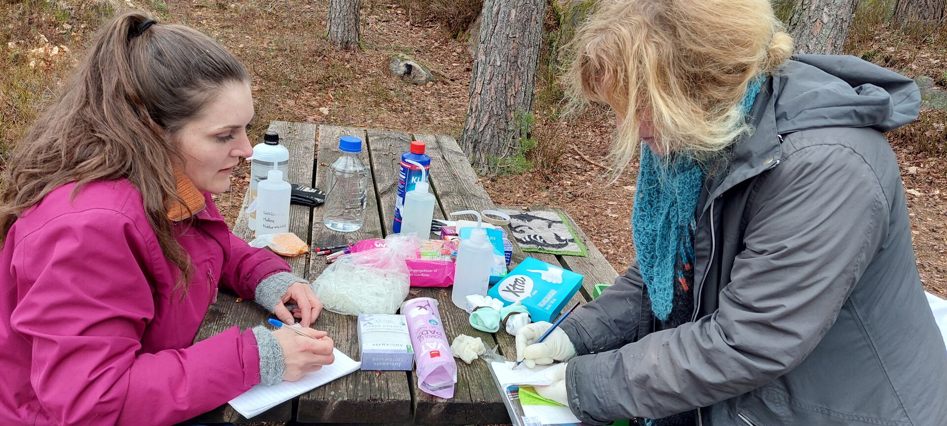 Malene and Beate are collecting data in the field.