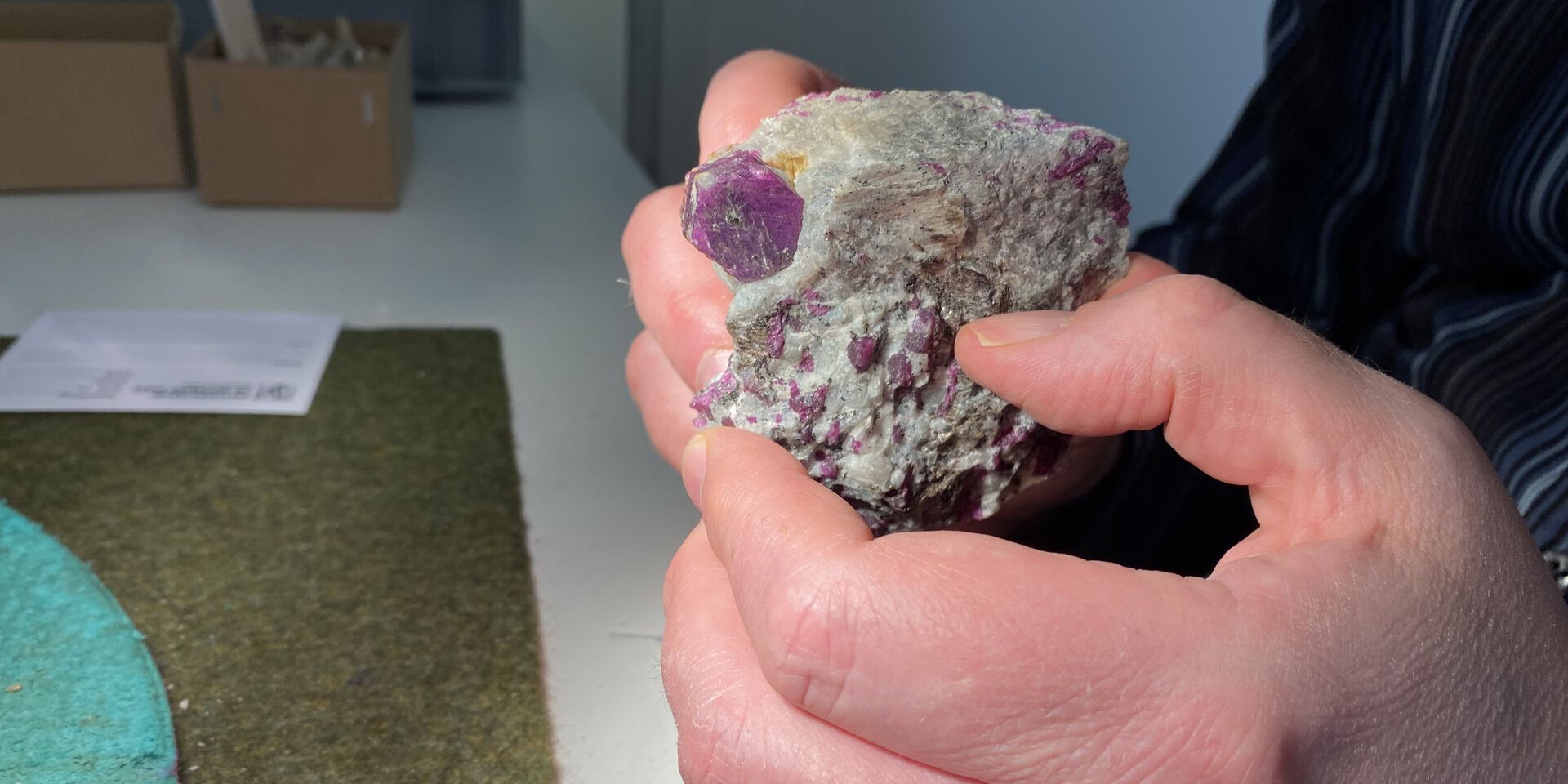 rocks in boxes