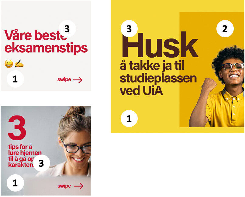 Bilde viser eksempler på poster i sosial medier