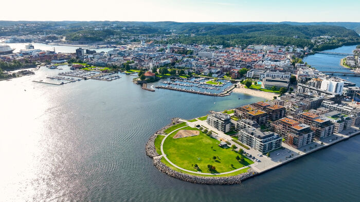 Kristiansand sentrum sett fra luften