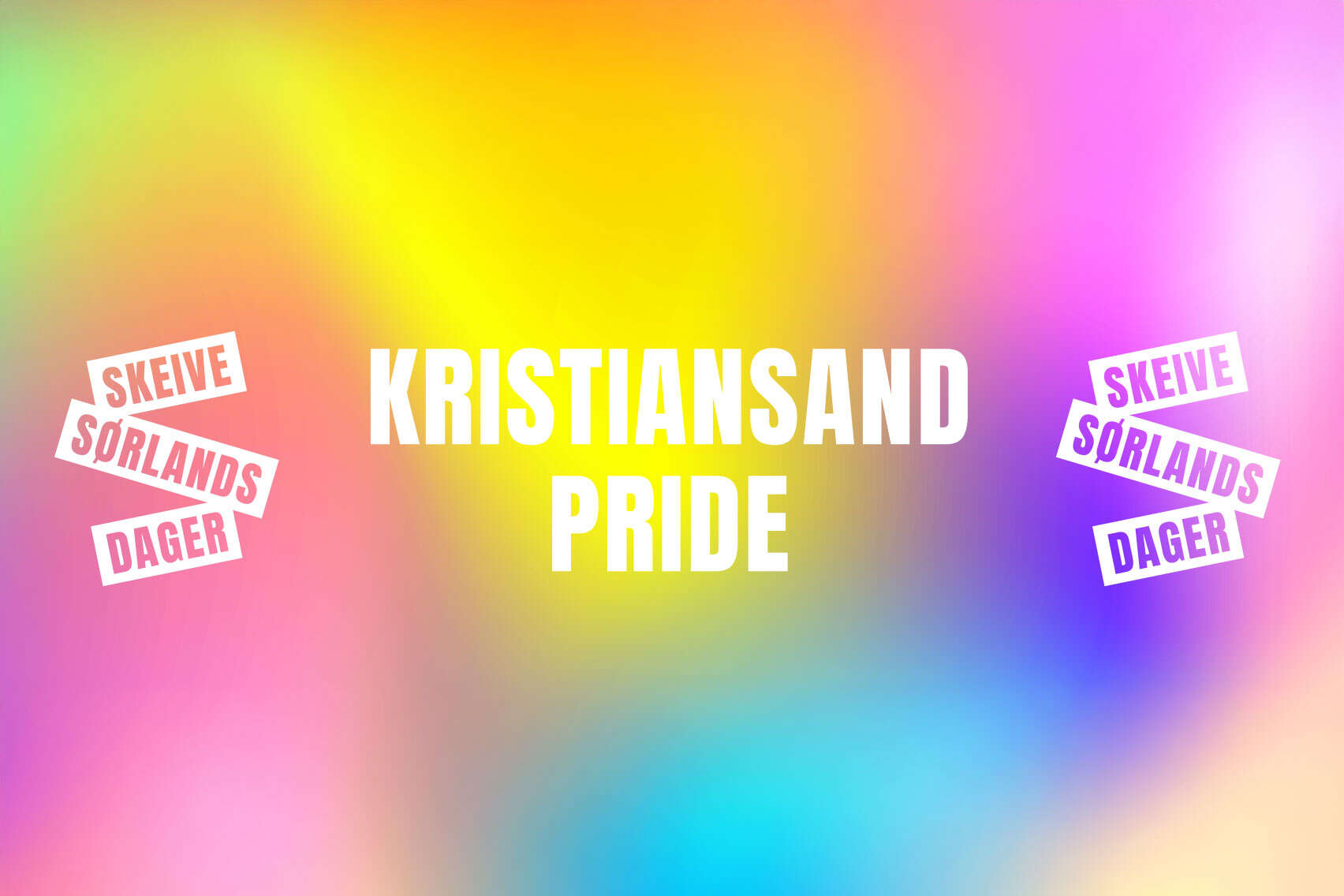 Plakat for Kristiansand Pride og Skeive Sørlandsdager med en fargerik bakgrunn