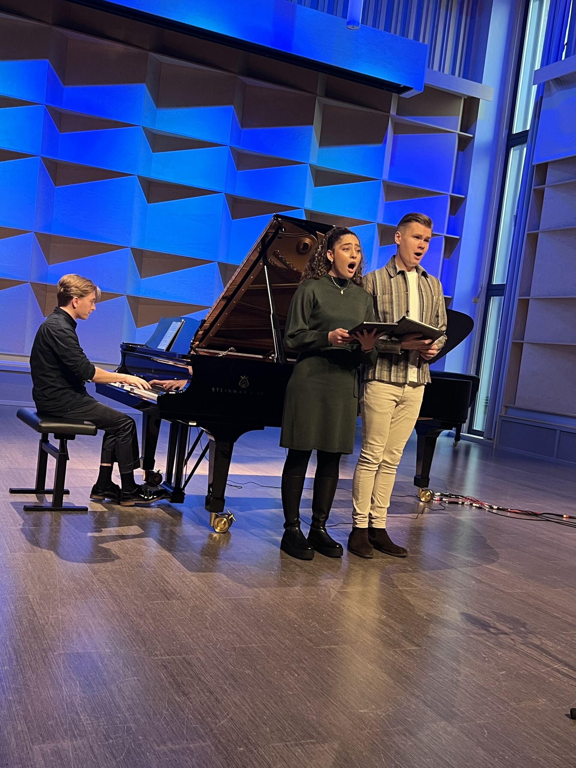 Picture of students performing at a lunch concert in 2023.