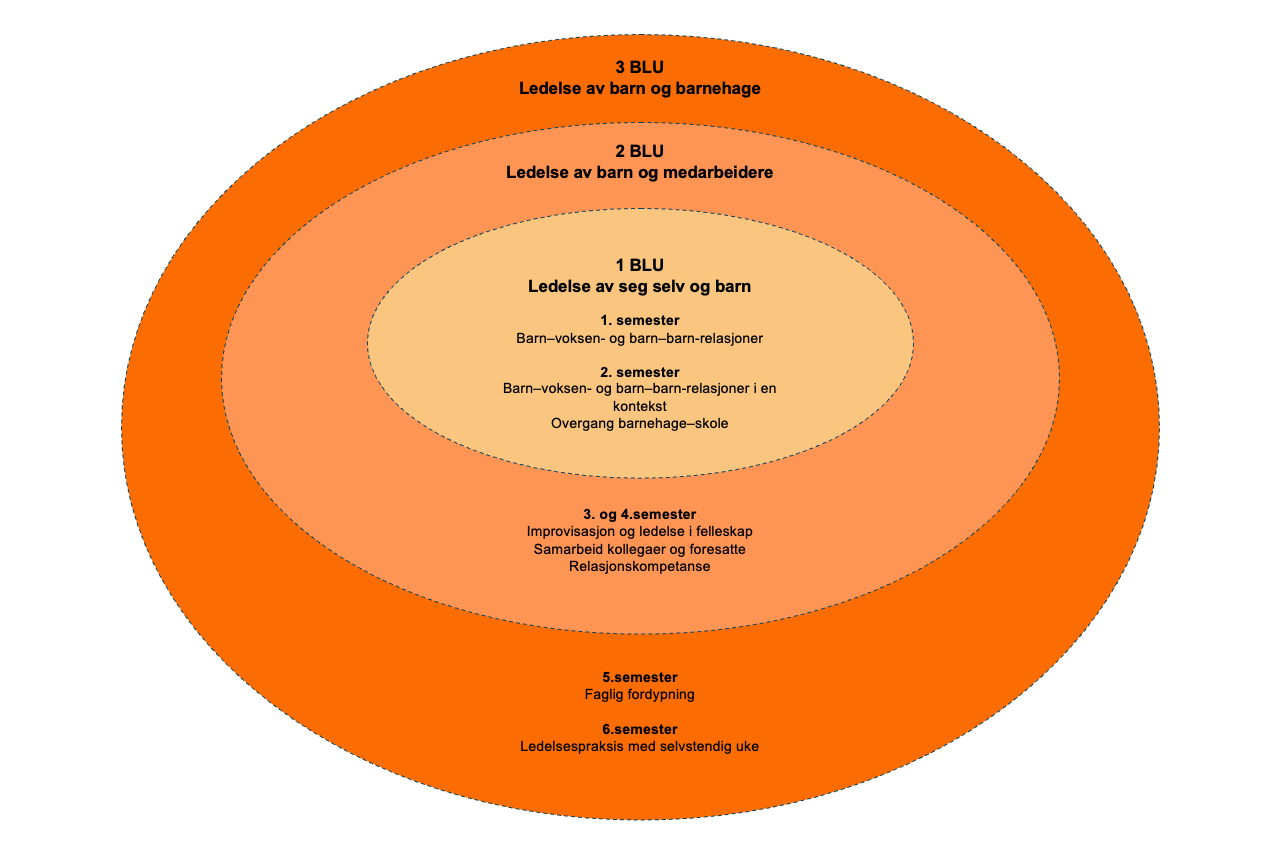 Illustrasjon av progresjonsmodell, som ringer utenpå hverandre