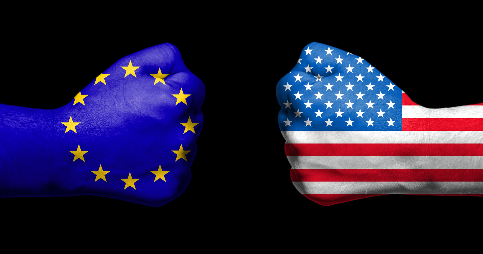Illustrasjon Europa og USA i kollisjon