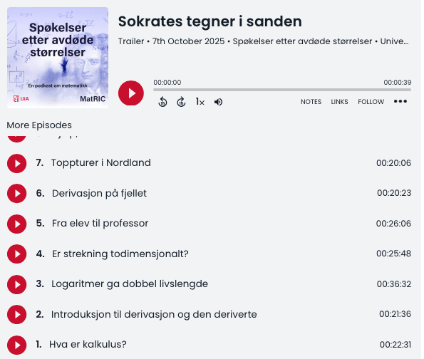 Skjermbilde av podcastserie