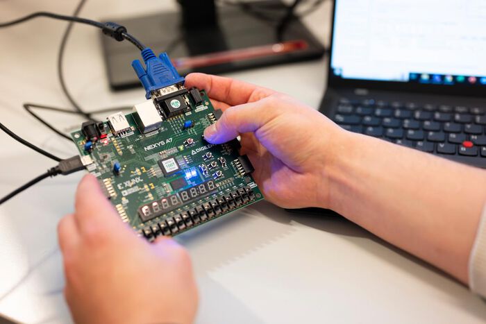 Hands holding cuircut board