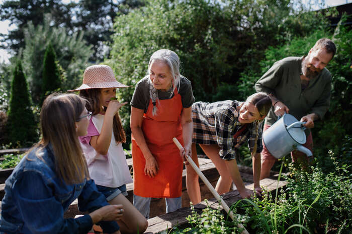 Group of people in a garden