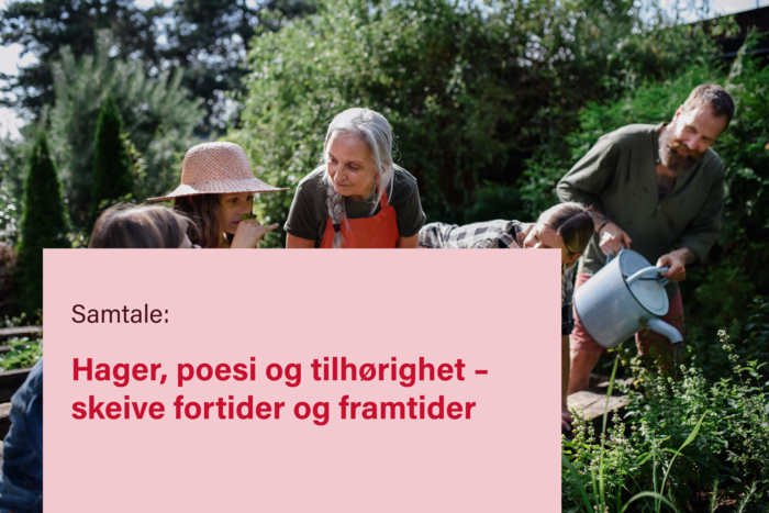 Gruppe med flere personer i en hage