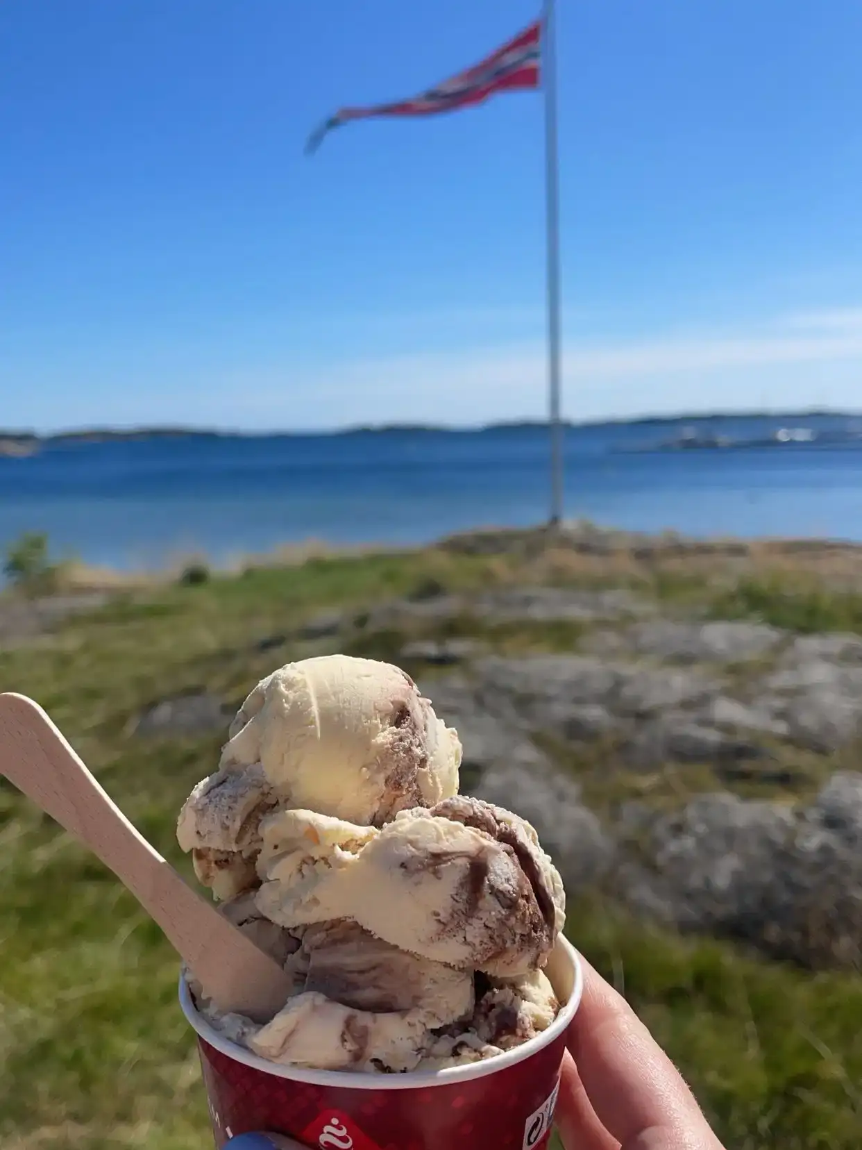Bildet kan inneholde: iskrem, iskrem, frossen dessert, dessert, krem.