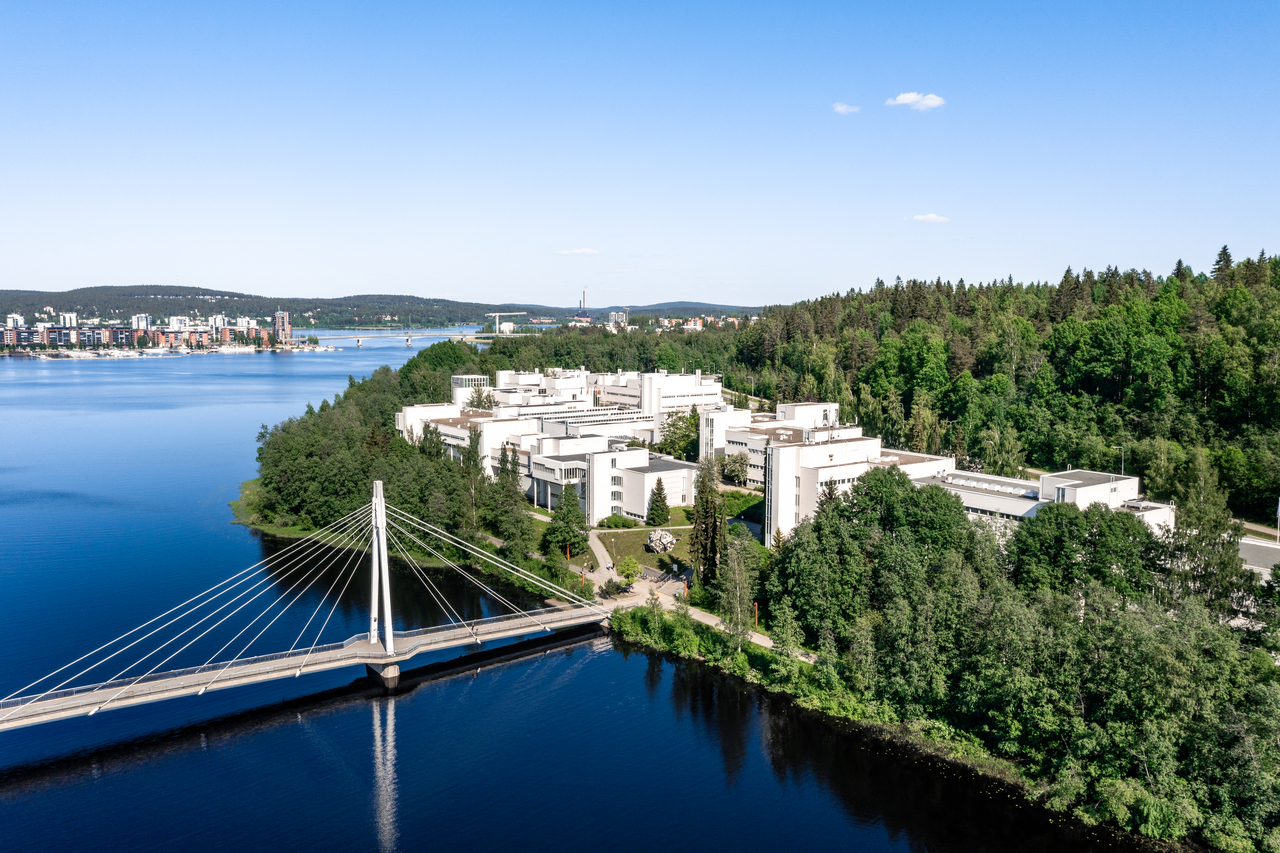 Photo of the university campus by a lake