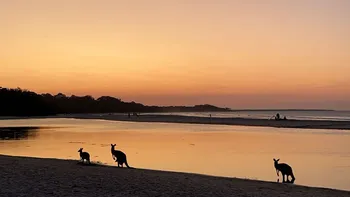 Bildet kan inneholde: strand, horisont, solnedgang, skumring, etterglød.