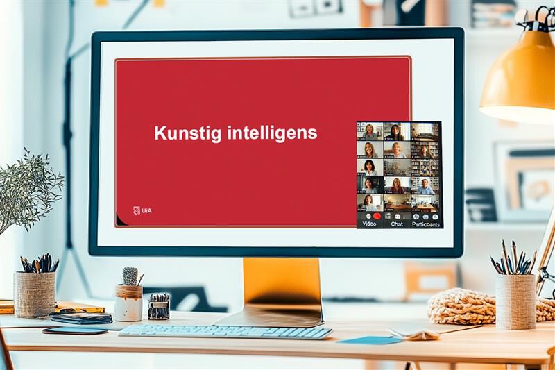 Bilde av PC med informasjon om kurs i kunstig intelligens